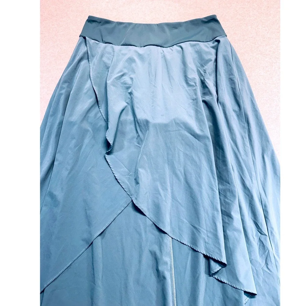 High Low Maxi Skort Womens M Blue Asymmetrical Layered Flowy Skirt Casual Light